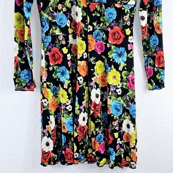 New! Alice + Olivia Delora Floral Midi Dress Flower Garden - Picture 9 of 16